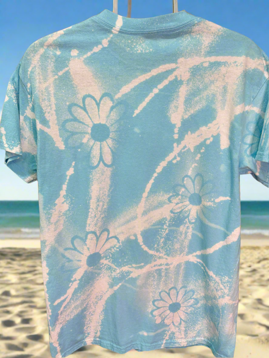 M Baby Blue Flower with Pink Sparkle Logo